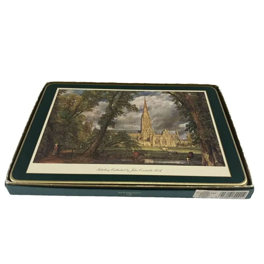 Vintage Clover Leaf Cork Back Table Mats‎ Set of 6 Landscapes by John Constable